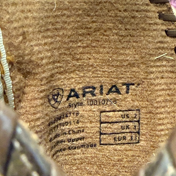 Ariat Kids Brown Leather Swirl Embroidered Western Cowboy Boots 10010256 Size 2 - Picture 6 of 11